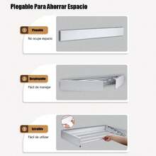 Tendedero de Ropa Plegable de Acero Inoxidable Ideal para Secado en Interiores y Exteriores,Tendedero Plegable de Acero Inoxidable para Colgar Ropa - A-Negro-100cm - Ver 5