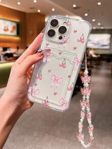 樱桃领结彩绘透明卡包多功能卡包，带腕带，加厚防震手机保护壳，兼容 17/17Pro/17ProMax、16/11/16Pro/16Plus/16ProMax/16e、15ProMax、13/14/12/XS/XR/7G/8P、Galaxy S25/S25PLUS/S25 Ultra、A16/A36/A26/A56/A50、11/12Pro/12/12X/13Pro/14Pro/15Pro/X3pro、10/9/Note9/12c/Note11pro/Note8Pro/9C/9a - 彩色 - 查看 3