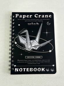 1pc Black & White Minimalist INS Style Crystal Glass Texture Spiral Notebook, A5 Lined Memo Pad, Portable Student Diary - A5 lined - View 9