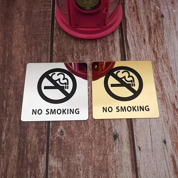 Long-Lasting No Smoking Plaque, Reflective Stainless Steel No Smoking Sign, Stylish Commercial Wall Decor Sign For Restaurant, Store & Office - A - View 7