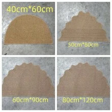 1pc Brown Half-Circle Faux Jute Woven Carpet. Unique Wavy Edge, Exclusive Original Design, Anti-Scratch, Washable, Ideal For Pet Owners, Suitable For Living Room, Dining Room, Study, Bedroom And Entryway Decor - New Brown Wave Style - View 8