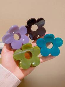 4pcs/Set 5.5cm/2.17in Bohemian Dopamine Sweet Floral Hair Claw Fashion Hairclips, Versatile, Elegant Minimalist, Suitable For Daily, Casual, Party, Beach, Vacation, Hairstyling, Washing, Makeup, Outfit Accessory, Spring/Summer/Autumn/Winter Summer Hair Accessories Beach Claw Clips Vacay Hair Clips,Holiday,Travel - Multicolor - View 1