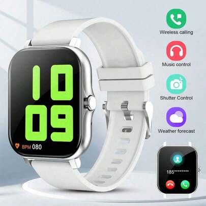 CHAONB Smart Watch With Call & Message Display, Music Player, Sports Tracking For Men & Women, Connected To Phone, Fashion Smartwatch, Sports Tracker, Bluetooth, Notification, Heart Rate, Sleep Monitoring, Phonebook, Call Log, Alarm, Remote Camera, Weather, Timer, Consumer Electronics, Alarm, SMS, Social Apps, Notification, Digital Wristwatch