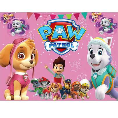 Paw Patrol 卡通狗主题派对装饰背景，儿童生日派对装饰横幅