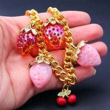 1 pieza Cadena de bolso cruzado delicado de moda para mujer, decoración de metal con corazón de cereza y galleta de orquídea, correa de bolso versátil - Multicolor - Ver 10