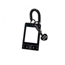 Music Player Theme Card Holder, Acrylic Transparent Kpop Idol Photocard Holder Cute Heart ID Credit Card Sleeve Cover Protector With Pendant Keychain (Black) - Multicolor - View 8