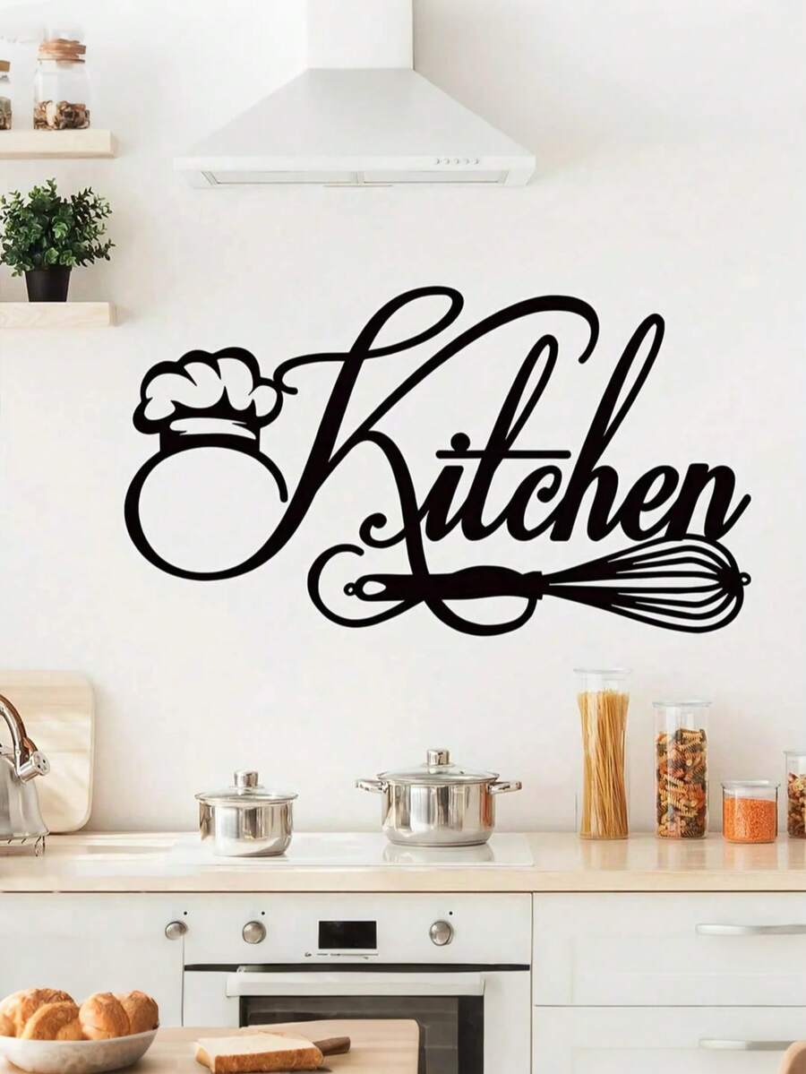 1 pieza Pegatina contemporánea negra para pared de cocina, pegatina impermeable, pegatina de PVC, fácil de pegar y quitar, para decoración del hogar, decoración del baño, decoración de la habitación, decoración de la sala de estar, vinilo decorativo para el hogar, artículos de decoración con pegatinas para refrescar tu hogar - A - Ver 1