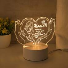1pc 3D Creative Night Light To Express Love For Mom, Unique Carved Lamp, Switch Control, Modern Style, USB Powered, Soft Warm Lighting, Suitable For Home, Kitchen, Bedroom, Perfect Gift For Mom On Birthday, Mother's Day, Valentine's Day, Christmas, Thanksgiving - Yellow - View 7