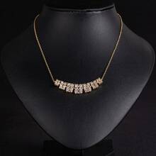 1 pieza Collar de cadena de moda de 42cm para mujer, color dorado/plateado, con circonita incrustada, exquisito y elegante, adecuado para uso diario, combinación con vestidos, regalo - collar - Ver 9