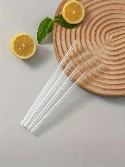 一套4根透明玻璃吸管和1个清洁刷，可重复使用——完美搭配饮水杯，是夏季饮品配件和厨房用品的理想之选，也适用于婚礼、海滩、节日、餐厅、酒吧、家庭日常使用和其他场合。