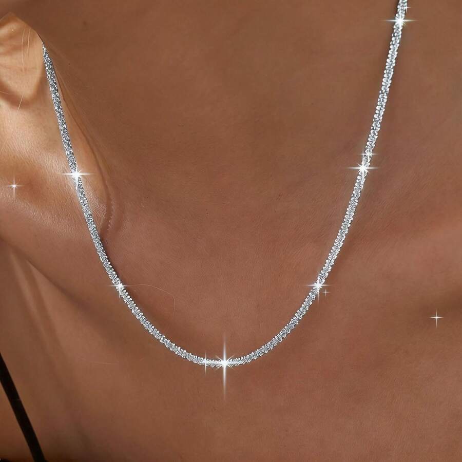 1件高品质不锈钢西兰花吊坠项链，防褪色，简约优雅，适合日常佩戴或参加派对，时尚女士项链，送给她的精致礼物 - 鋼色 - 查看 1