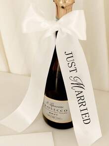 5/1pc Wedding Decoration Ribbon Set, Bride & Bridesmaid Decorative Ribbons, White & Champagne Wine Glass Ribbons, Wedding Table Decor, "Just Married" Wedding Ribbon, Polyester Champagne Bottle Ribbons, Suitable For Wedding Favors, Bachelorette Party, Bridal Shower, Anniversary, Wrist Decor, DIY Bow Decoration - Multicolor - View 6