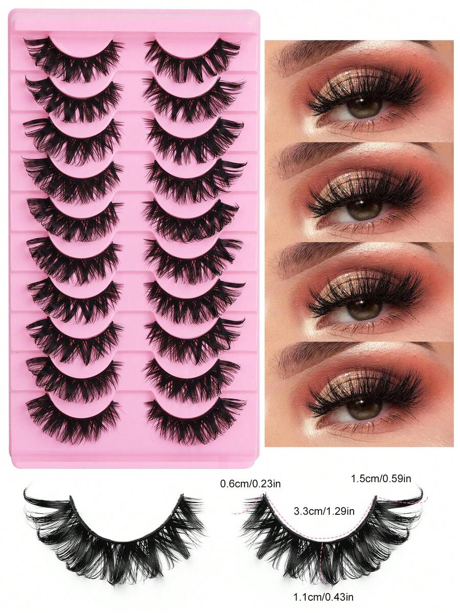 10 Pairs Fox-Inspired False Eyelashes, DIY Lashes, Natural Style Soft & Shedding-Resistant, Suitable For Beginners Daily Makeup - View 1