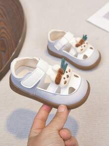 1双镂空3D兔子花朵魔术贴软底婴儿凉鞋 - 灰色 - 查看 5