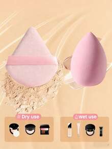 6 Stücke Make-up Schwamm Set, Dual-Use trocken & nass, geeignet für alle Hauttypen, 3 Stücke Make-up Schwämme für Creme und Puder Concealer und lose Puder Anwendung; 3 Stücke Make-up Puder Puff Set mit weichen dreieckigen Mineral Puffs, vielseitig für Make-up im Gesicht. Günstiger Preis, geeignet für Raumdekoration, Schminktisch, Reisen, Schlafzimmer und mehr. - Pink - Übersicht 3