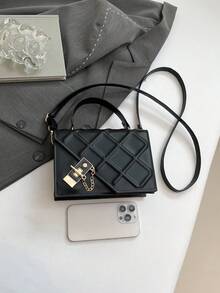Bolso de mano minimalista y de textura de moda, nuevo bolso de hombro y cruzado personalizado y con estilo para mujer - Negro - Ver 3