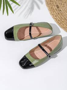 新款玛丽珍平底鞋、奶奶鞋、女士小皮鞋 - 淺綠 - 查看 5