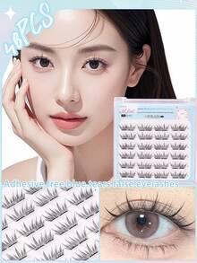 48pcs/Set Blue Teardrop False Eyelashes, Self-Adhesive, Natural Look, Large Capacity, No Glue Needed, Easy Application For Beginners To Enlarge Eyes - C - View 2
