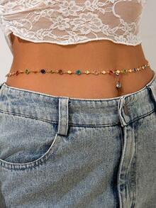 1pc Bohemian Style Colorful Beaded Body Chain For Women, Alloy Waist Chain Belly Jewelry, Versatile For Party, Vacation, Beach, Photography, Daily Wear & Gift Giving - Nhiều màu - Xem 5