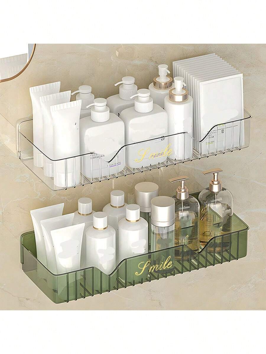 浴室收纳架，免钻孔壁挂式马桶架，大容量沥水架，梳妆台架 - 彩色 - 查看 1