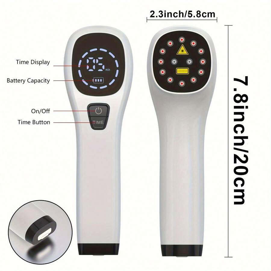Handheld Device 12pcs 650nm And 2pcs 808nm Lamps For Men And Women Neck Shoulder Back Arm, Leg Joints, Also For Pets - White - View 1