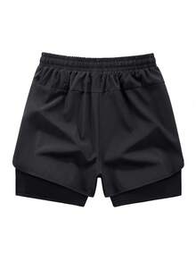 2025新款夏季女士户外休闲运动短裤，防走光内衬，隐藏式口袋，黑色 - 黑色 - 查看 3