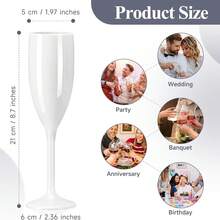 6/12pcs (5.41oz/160ml) White Champagne Glasses, Modern Design, Reusable, Suitable For Home, Wedding, Baking, Valentine's Day Party, Anniversary, Father's Day, Mother's Day, Easter, Holiday Picnic, New Year Party - View 3