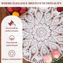 kilofly Handmade Crochet Cotton Lace Table Sofa Doily Waterlily White 20 inch - Blanco - Ver 6