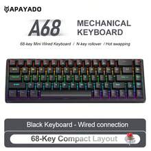 APAYADO USB有线机械游戏键盘A68，RGB背光迷你键盘，68键，全热插拔红/青轴，60%紧凑型人体工学设计，适用于电竞、办公、打字 - 查看 16