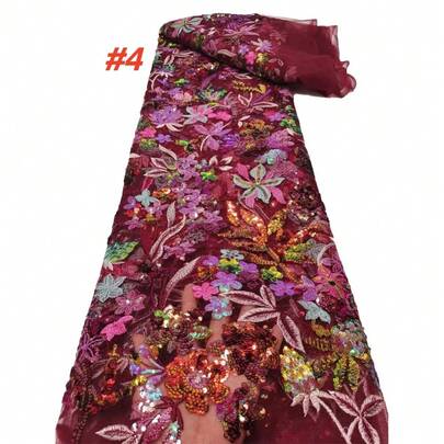 قماش دانتيل شبكي مرصع بالترتر عالي الجودة من نيجيريا، مناسب لخياطة ملابس حفلات الزفاف الفاخرة