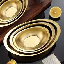 创意元宝碗 304不锈钢韩式小吃碗 烹饪碗 加厚金色水果碗 甜点碗 船形沙拉碗 - 彩色 - 查看 5