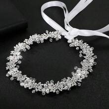 1pc Women's Rhinestone Headband, Handmade Zinc Alloy Bridal Headpiece For Wedding & Party - Rose Gold - View 6