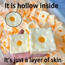 1pc 7cm Super Large Square Cheese Squishy Toy, Soft And Fluffy Realistic Bread Texture, TPR Outer Shell, Suitable As Birthday, Christmas, Halloween, Easter Gift (Hollow Inside) - Multicolor - View 5