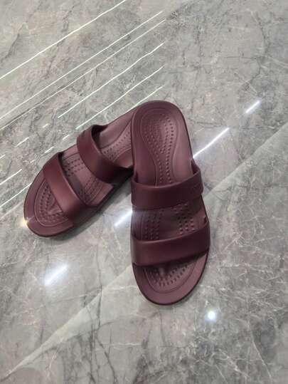 luofu Sandale de plajă pentru femei, papuci casual la modă, vară, papuci plați EVA pentru femei, papuci antiderapanți pentru interior și exterior, culoare solidă, sandale casual pentru vacanță, papuci plați negri