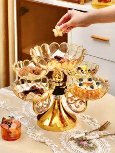1pc/5pcs Plastic Rotating Tray, Multi-Functional Storage Dish For Home Kitchen, Dining Room, Living Room, Suitable For Tea Sets, Glassware, Candies, Cookies, Bread, Weddings, Parties, Gifts, Birthdays