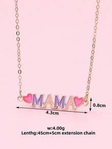 1 pieza Elegante y de moda collar colgante de esmalte con la letra "MAMA" en forma de corazón, adecuado como regalo del Día de la Madre, para uso diario - Multicolor - Ver 5