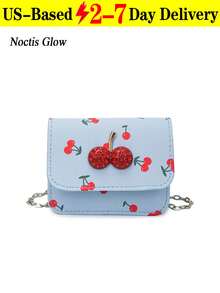 Cute Cherry Print Mini Bag, New Overseas Summer Sweet Mini Lipstick Bag, Four Colours Available,Chain Crossbody Earphone Bag, Shoulder Bag, Fashionable Korean Style Crossbody Bag,Gifts For Meetings, Birthday Presents, Suitable For Both Everyday Life And Holiday Travel - Nhiều màu - Xem 15