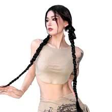2pcs/Set 70cm Long Braided Wigs For Women, Twisted Braid Ponytail Hair Extensions, Elastic Band Hairstyle Accessories, Hair Accessories - Black - View 3