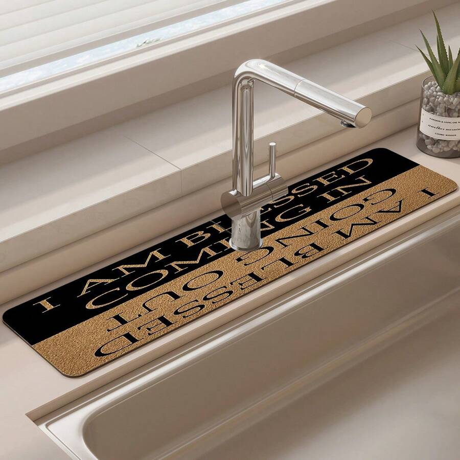 1pc, Sink Faucet Suction Pad, Drainage Pad, Kitchen, Bathroom Sink, Countertop, Drainage Pad, Diatomite Washbasin, And Cuttable Quick-Drying Pad.