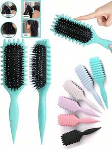 2035-Brush 2026 Model Women's Curling Hair Styling Comb 5YR9 - 玫紅色 - 查看 1