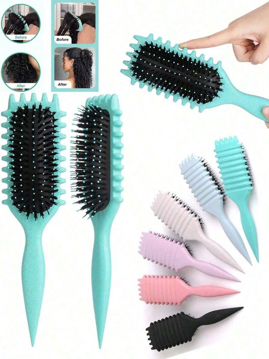 2035-Brush 2026 Model Women's Curling Hair Styling Comb 5YR9 - 玫紅色 - 查看 1