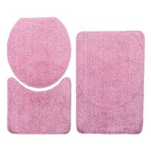 3 Piece Bathroom Rug Kit With Low Pile, Various Colors - Rusty Rose - View 2