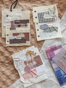 1 Roll 2m Fabric Plaid Washi Tape, Retro Creative Aesthetic Sticker, DIY Decorative Collage Craft Material, Holiday Gift, Personalized Scrapbooking School Supplies - 6. Dream Weaving and Color Dyeing - View 9