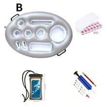 夏季派对套装包含：防水手机袋、方形冰格、充气饮料架、多功能饮料冷却托盘、PVC充气杯垫，适合夏季派对 - 彩色 - 查看 3