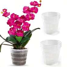 5 piezas, Maceta para orquídeas, Maceta especial con control de raíces para orquídeas, Macetas transparentes para orquídeas con agujeros, cestas de malla ranurada para plantar y trasplantar plantas de flores - Múltiples estilos - Ver 1
