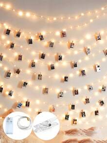 1pc 1/2/3/5/10m Home Decor Photo Clip String Lights, Indoor Room Wall Decor String Lights, Wedding Decoration, Party Decoration, Bedroom Wall Decor Lights, Garden Decoration, Birthday, Graduation Decoration LED Lights, Holiday Decoration String Lights, Mother's Day Decoration String Lights - Multicolor - View 2