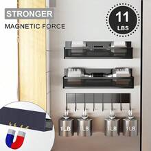 3 Stück magnetisches Gewürzregal für den Kühlschrank, beweglicher magnetischer Aufbewahrungskorb geeignet für Ofen, Mikrowelle oder Waschmaschinen-Seitenlagerung, kann auch für Schlafzimmer-Hängeaufbewahrung verwendet werden, ein durchdachtes Geschenk für Mama - Schwarz - Übersicht 3