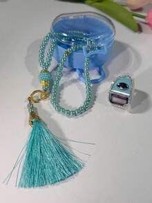 新款透明礼盒装穆斯林念珠，配有镶钻指环计数器和电子念珠，适合节日和馈赠。 - 多色 - 查看 4