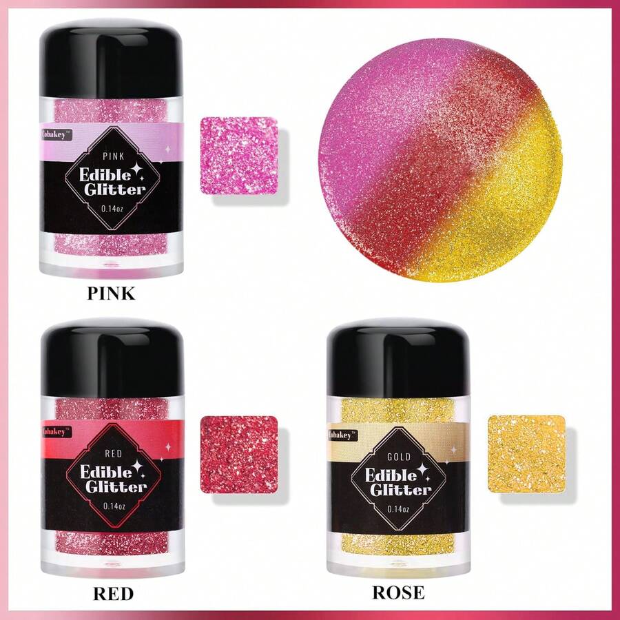 Ruby Red Edible Glitter For Cocktails Drinks Glimmer Powder Luster Dust For Food Metallic Coloring Fondant Cake Decorating Baking Chocolate Cookies - Multicolor - View 1