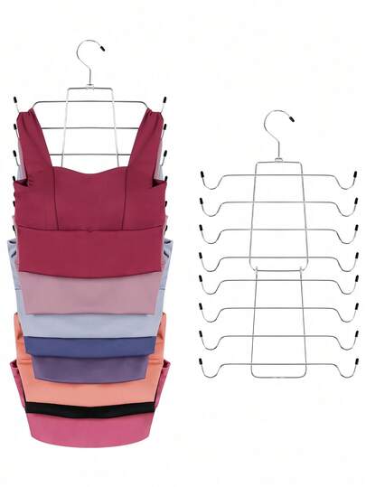 16-Hook Foldable Multi-Layer Bra Hanger Rack, Space-Saving Closet Organizer For Camisoles, Vests, Durable Stainless Steel, Multifunctional Storage Shelf To Optimize Wardrobe Space And Laundry Process